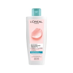 Фото продукта: L'Oreal Paris Очищающее молочко "Бесконечная свежесть" для нормальной и смешанной кожи, 200 мл, с экстрактами Розы и Лотоса