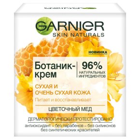 Фото продукта: Garnier Увлажняющий Ботаник-крем для лица "Цветочный мед", питающий, для сухой и очень сухой кожи, 50 мл
